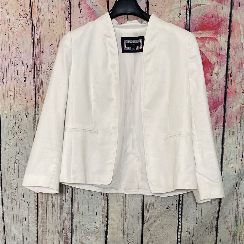 J.Crew White Linen Blend Blazer 12p